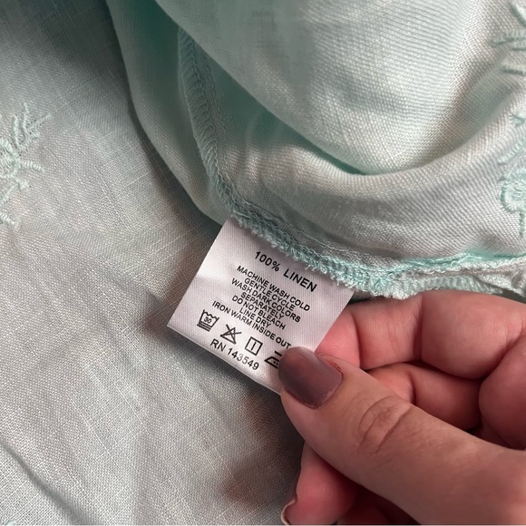 Symple NYC Mint Green 100% Linen Embroidered Tunic Blouse Size 2X NWT - Picture 6 of 6